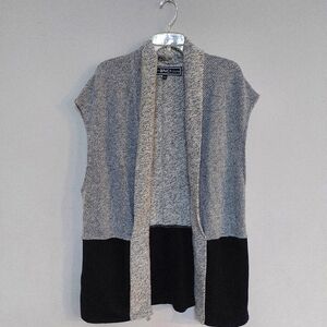 BNCI Women's Black and Gray Color Block Open Front Cardigan Sz Large.